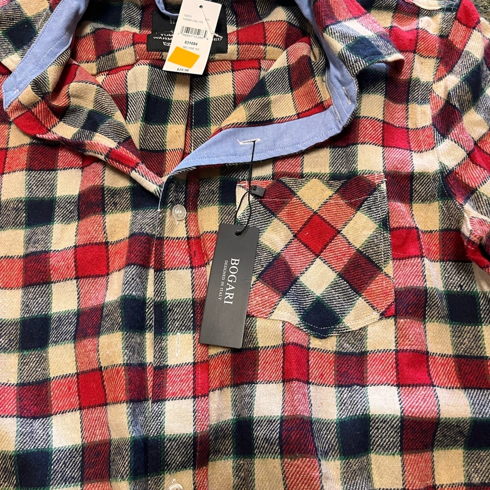 Bulgari Red Navy Cream Plaid Casual Button-Down Shirt